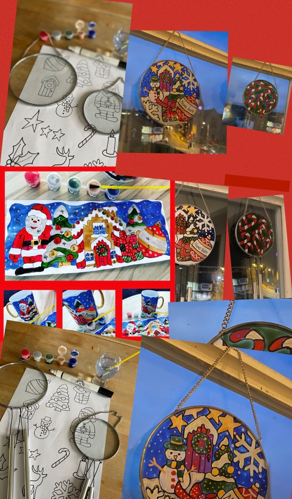 XMAS CRAFT KITS NEW WINDOW HANGERS WIND CHIMES & XMAS 1 PINT MUGS