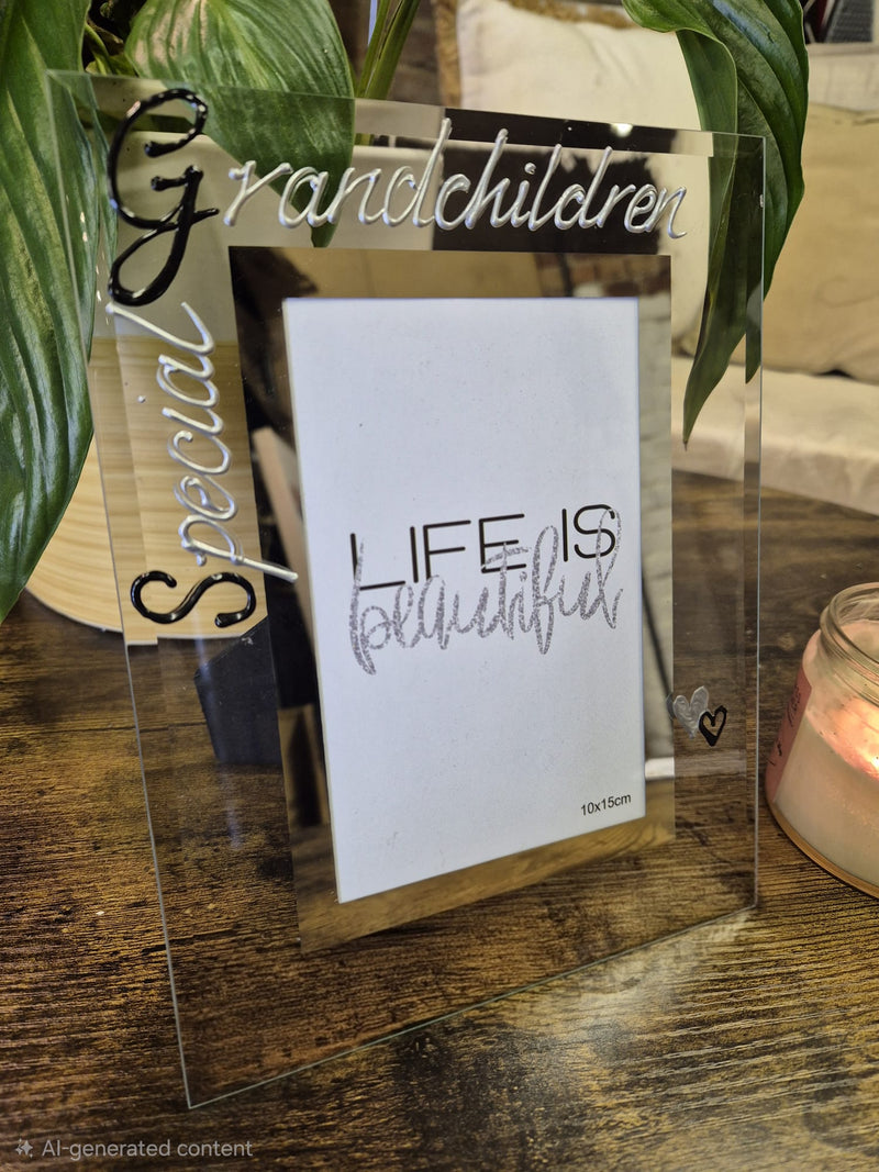 Handpainted Special Grandchildren Gift Photo Frame: Portrait B/S 2 sizes 4"x6" or 5"x7"