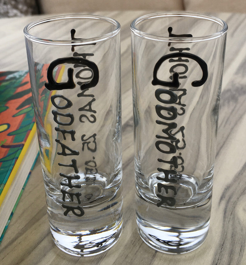 Personalised Godfather Tall Shot Glass: (Blk/Sil)