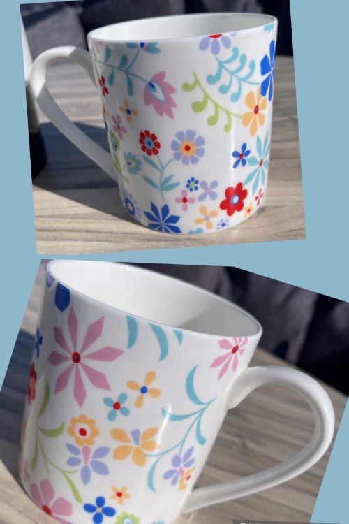 1 Pint Fine Bone China Large Mug Bright Flowers