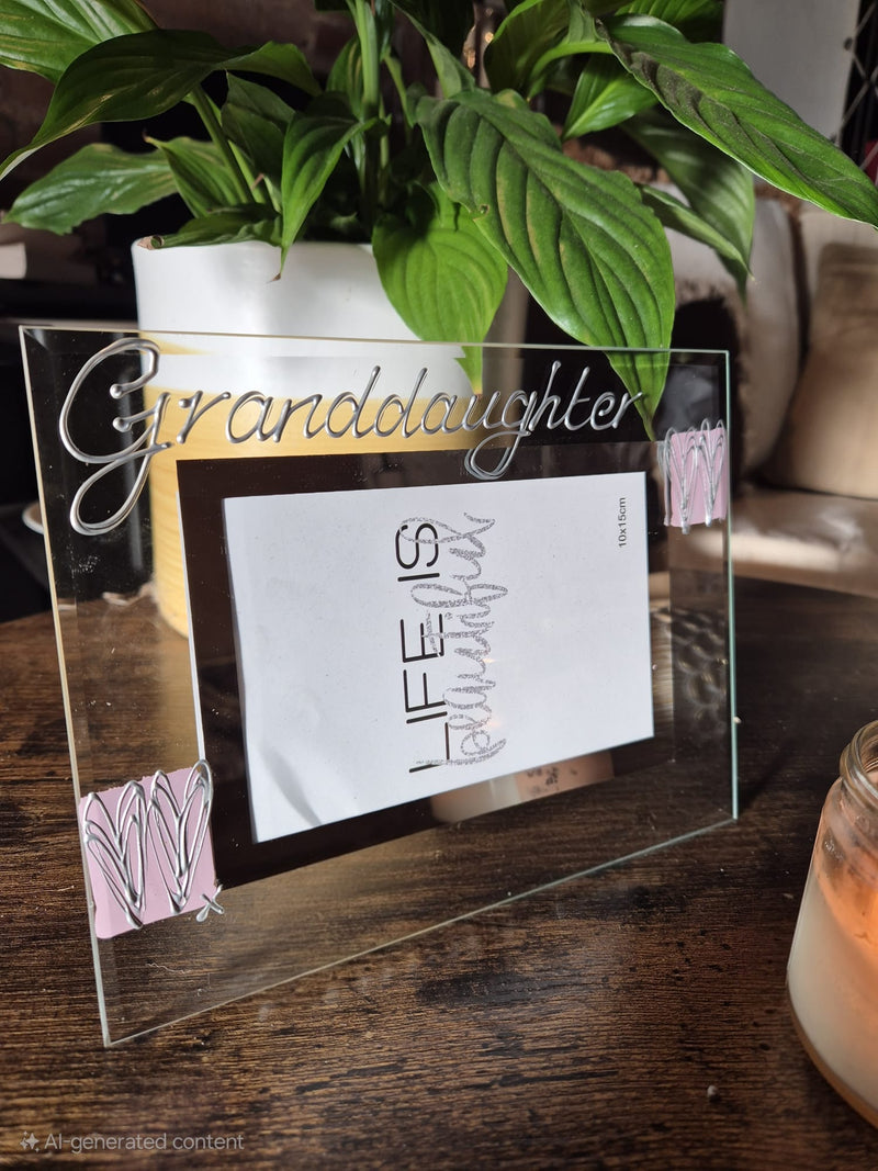 Granddaughter Gift Photo Frame Landscape (Pink Heart) 6"x4" or 7"x5"