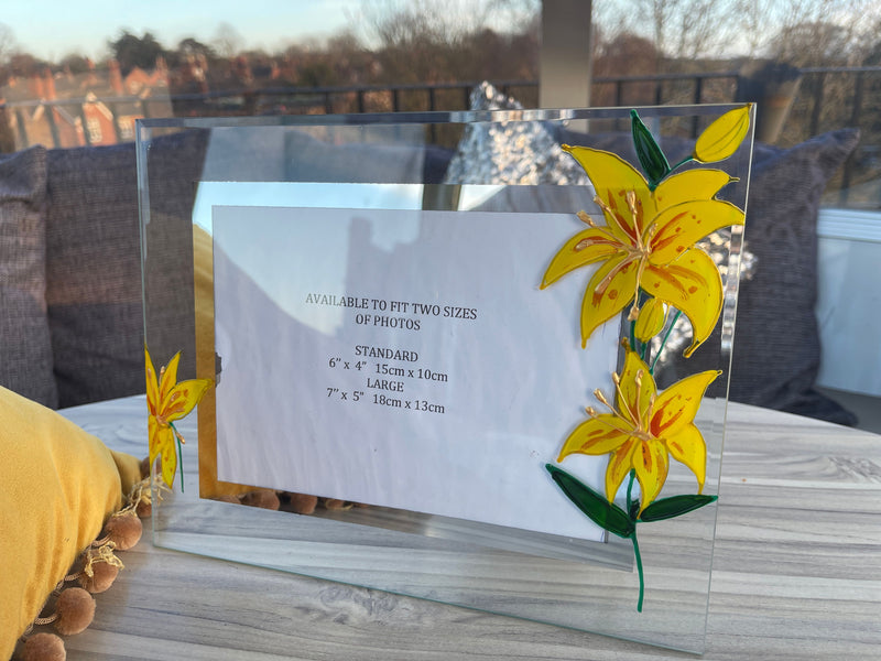 Hand painted Lily Landscape Picture Frame Comes In Two Sizes 6"x4" or 7"x5"