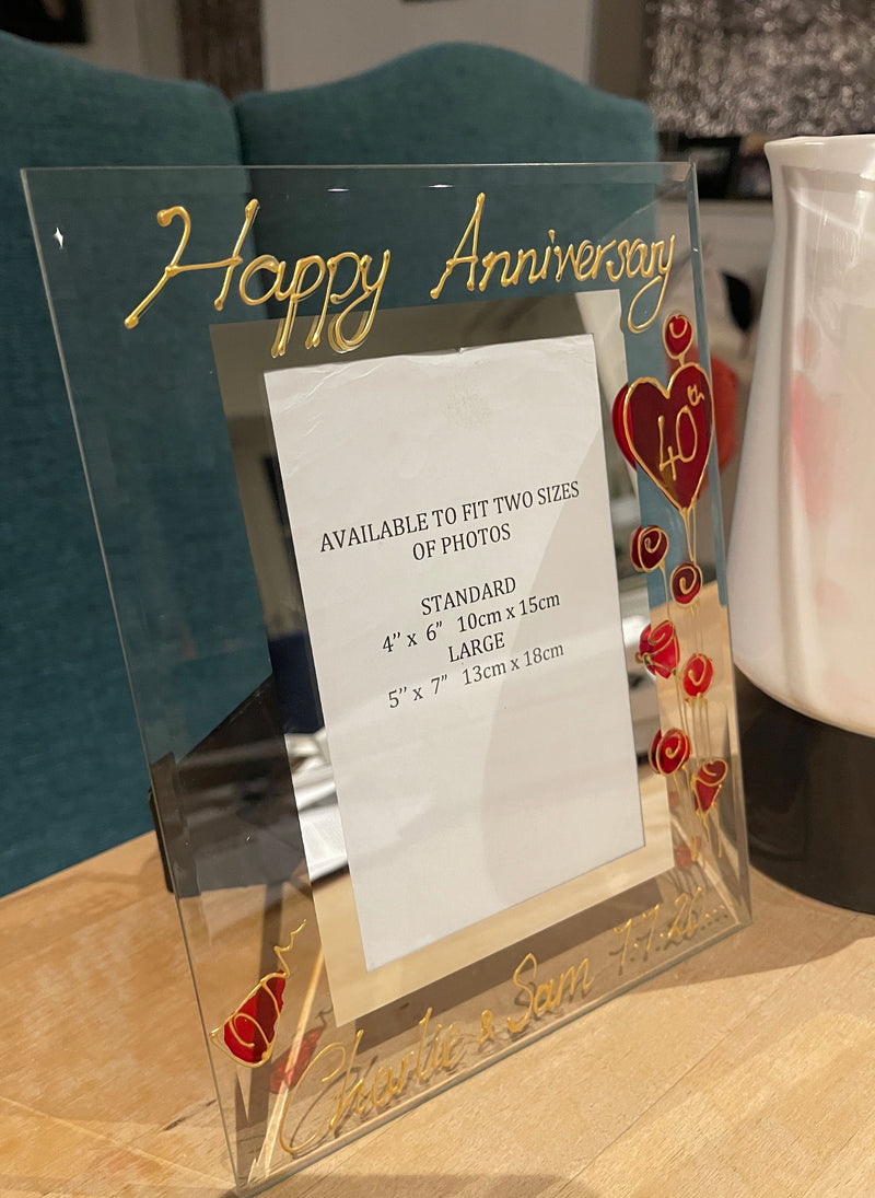 Personalised 40th Wedding Anniversary Photo Frame Portrait Flower