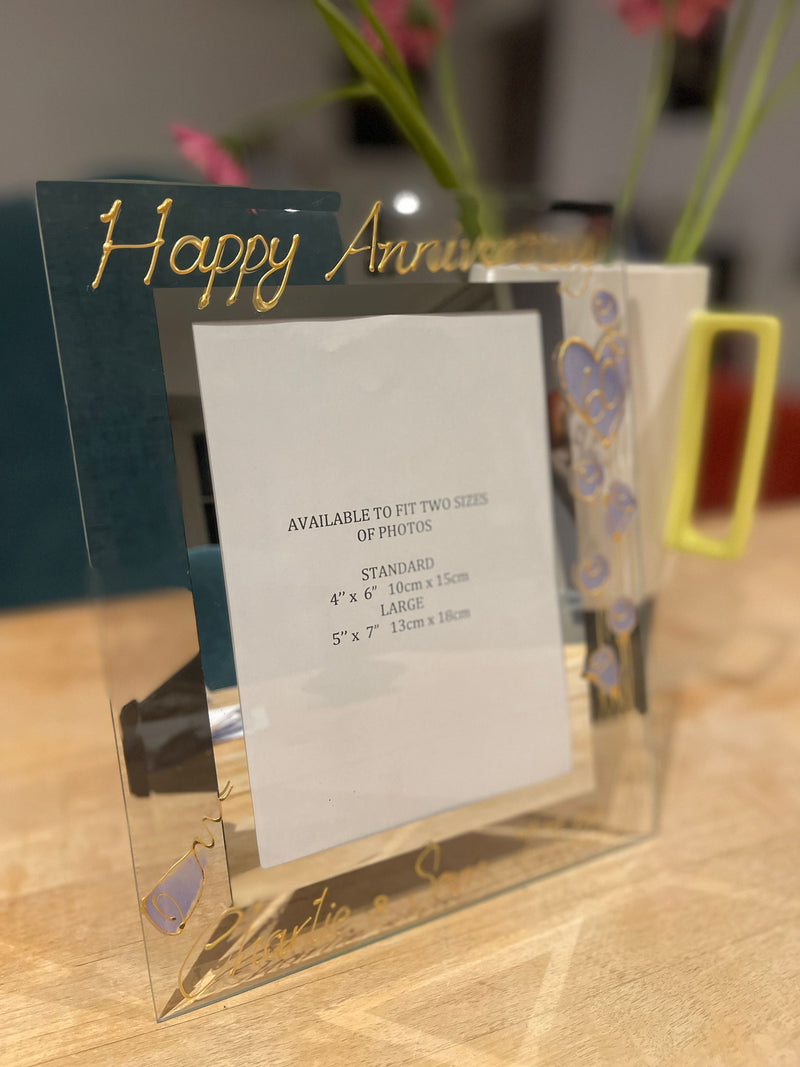 Personalised 60th Wedding Anniversary Photo Frame Portrait Flower