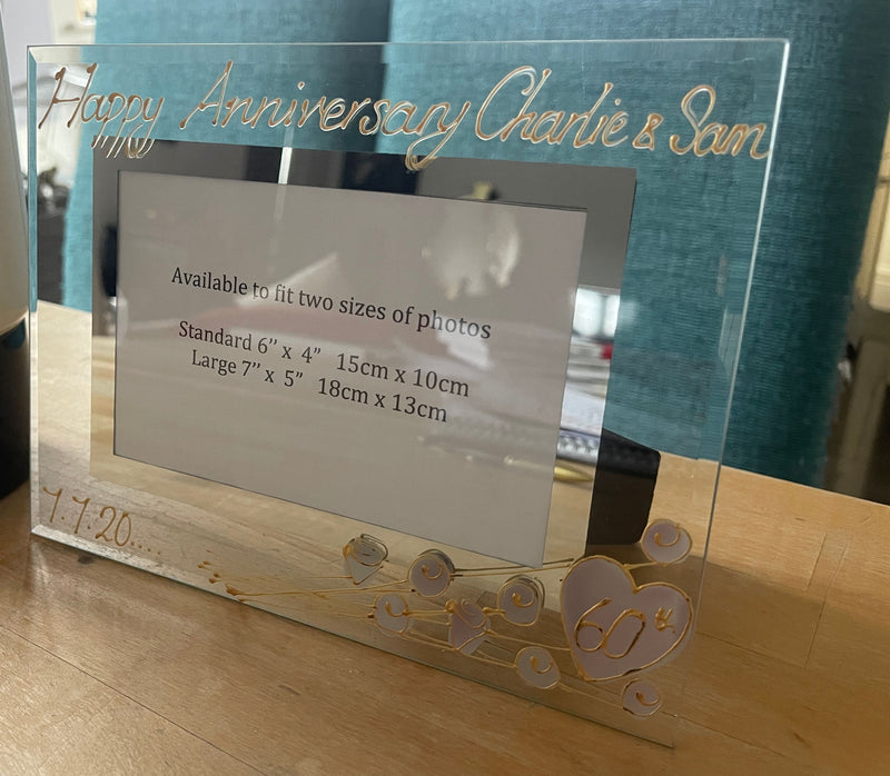 Personalised 60th Wedding Anniversary Photo Frame Landscape Flower