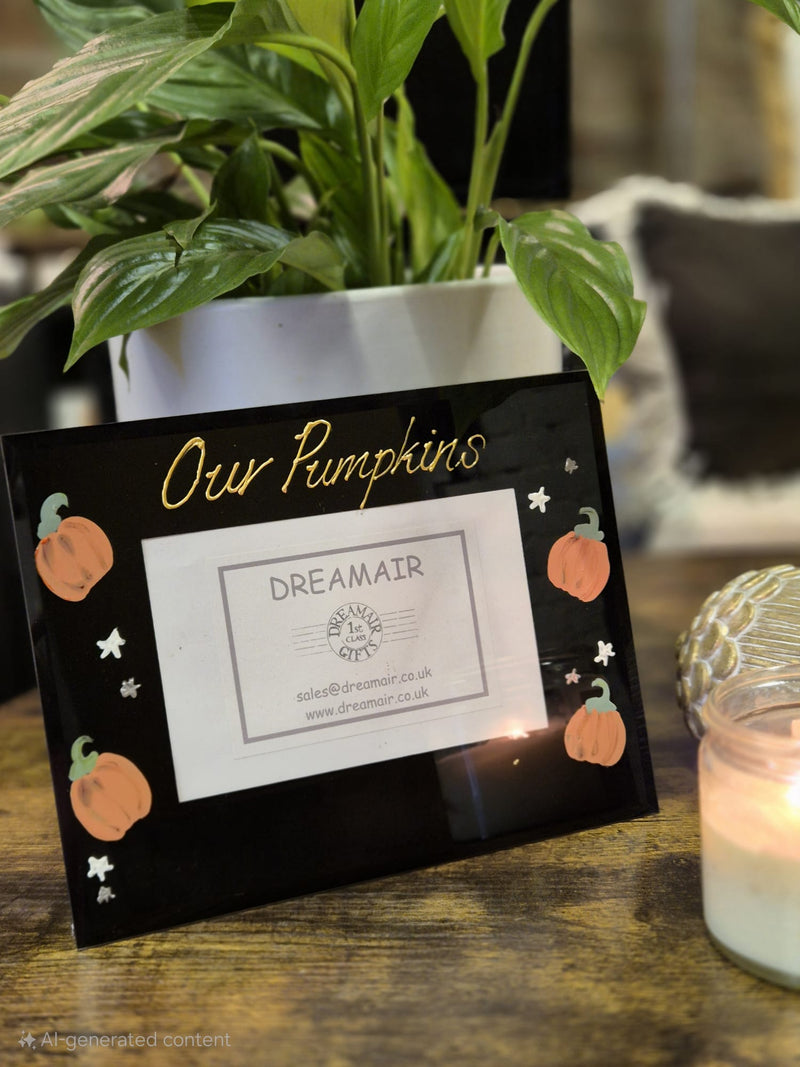 Our Pumpkins Black Glass Frame 6"x4" or 7"x5"