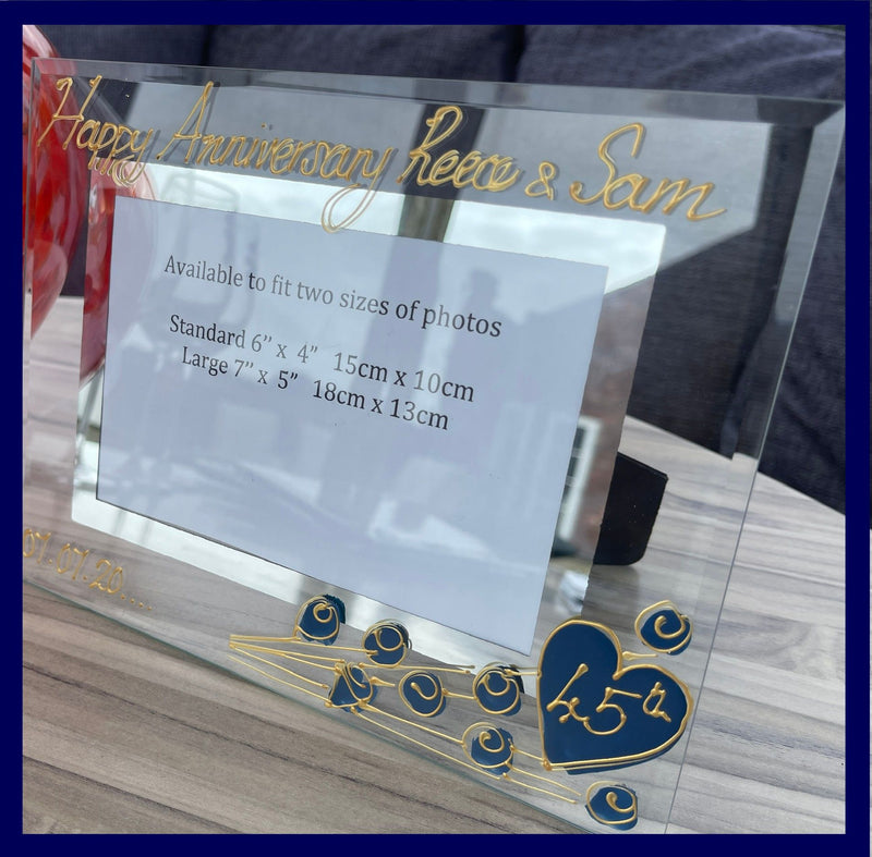 Personalised 45th Anniversary Landscape Flower Design 2 Sizes 6"x4" or 7"x5"