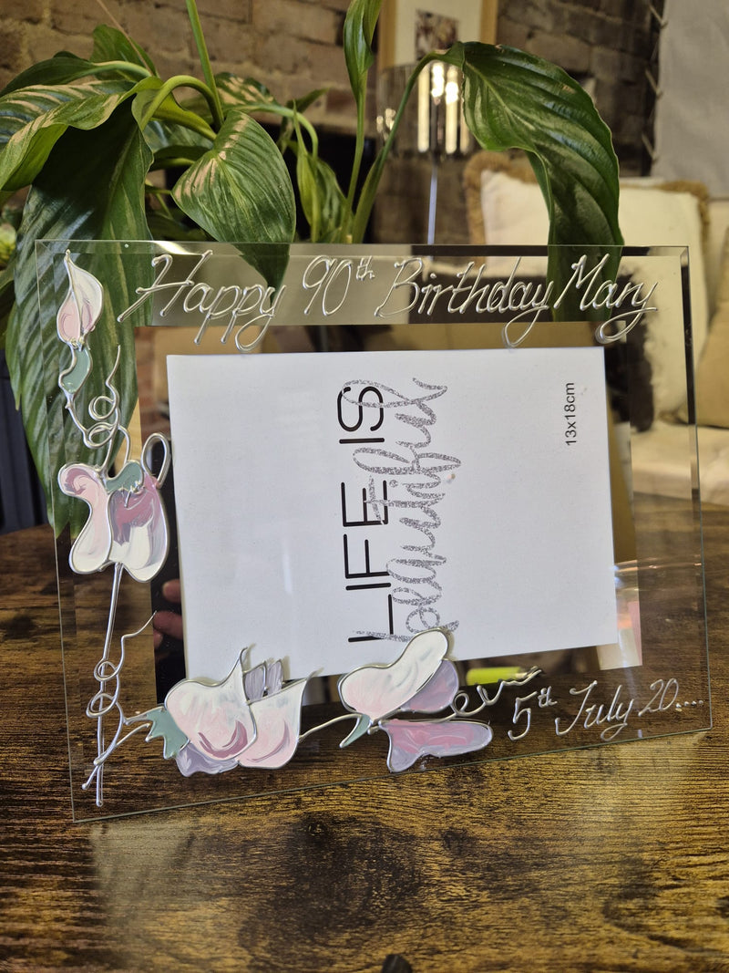 Personalised 90th Birthday Gift Photo Frame Land Sweet Pea