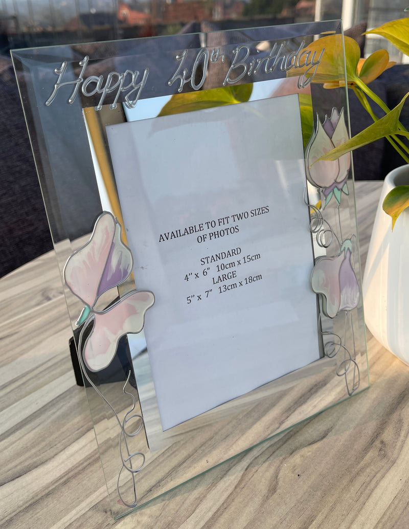 40th Birthday Photo Frame Portrait Sweet Pea