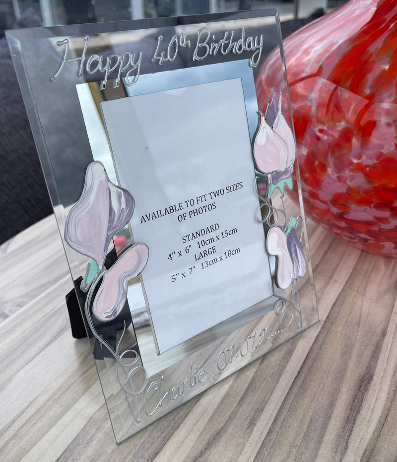 Personalised 40th Birthday Photo Frame Portrait Sweet Pea
