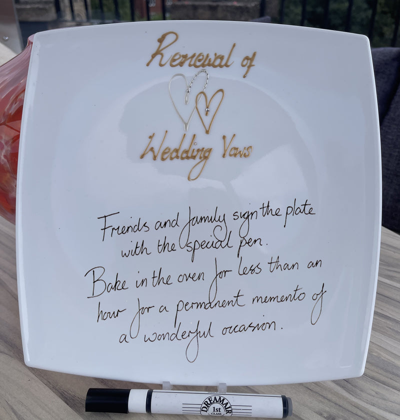 Renewal of Vows Gift Signature Plate: Square (Hearts)