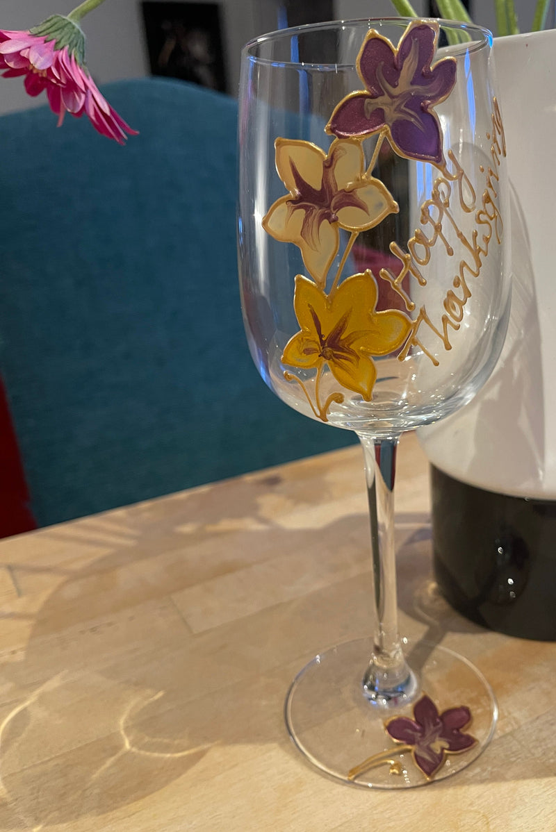 Thanksgiving Wine Glass