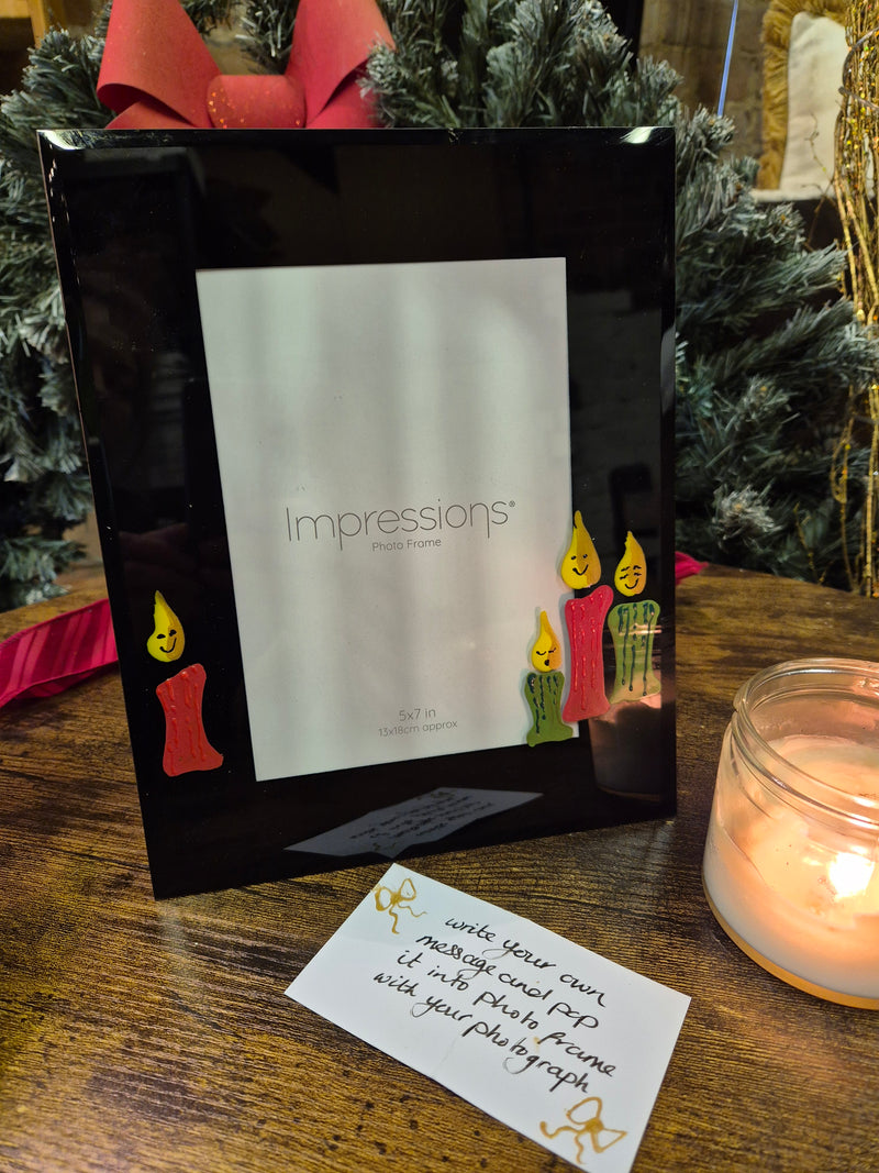 Hand Painted Festive Christmas cute family candle frames 2 sizes 4"x6" or 5"x7