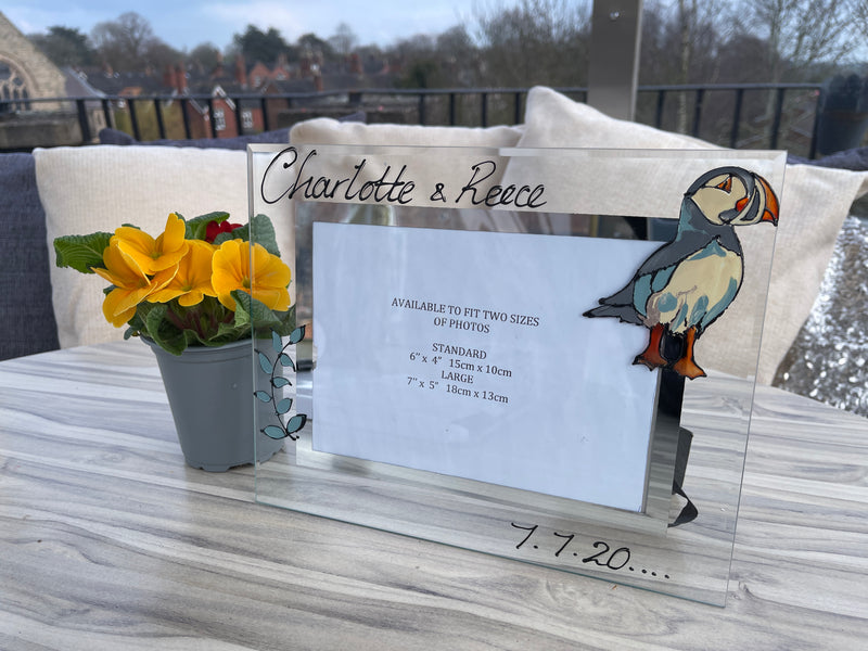 Puffin hand painted photo frame 