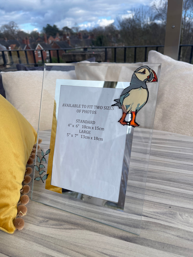 puffin hand painted photo frame