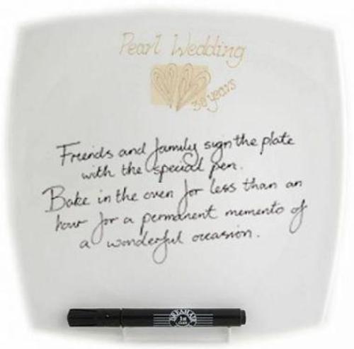 Personalised 30th Wedding Anniversary Plate Hearts/Sq