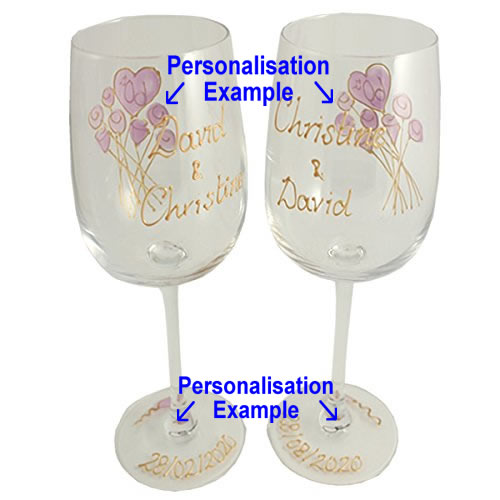 Personalised Wine Glasses Flower