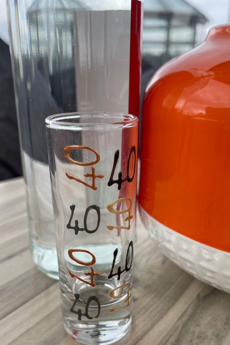 40th Birthday Drinking Shot Glass (Brush)