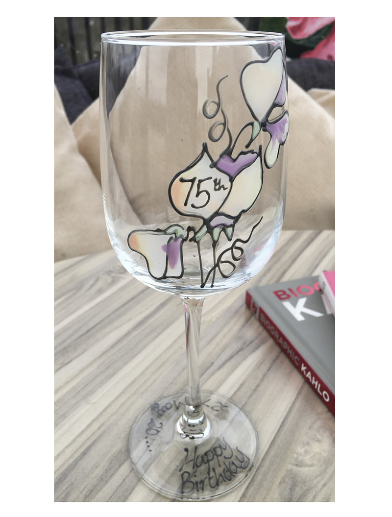 75th Birthday Sweet Pea Wine Glass