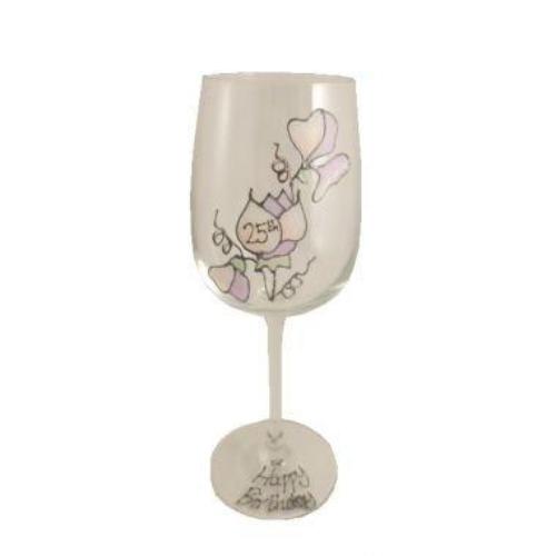 25th Birthday Wine Glass Sweet Pea
