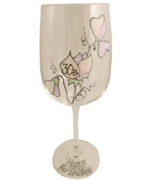 30th Birthday Wine Glass Sweet Pea