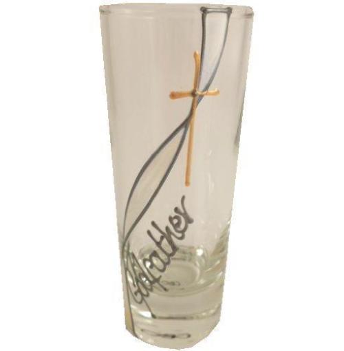 Godfather Gift Tall Shot Glass: (Ribbon/Cross)