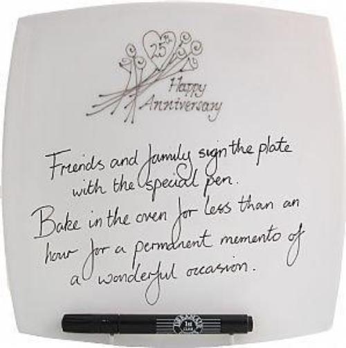 25th Wedding Anniversary Plate Square Flower