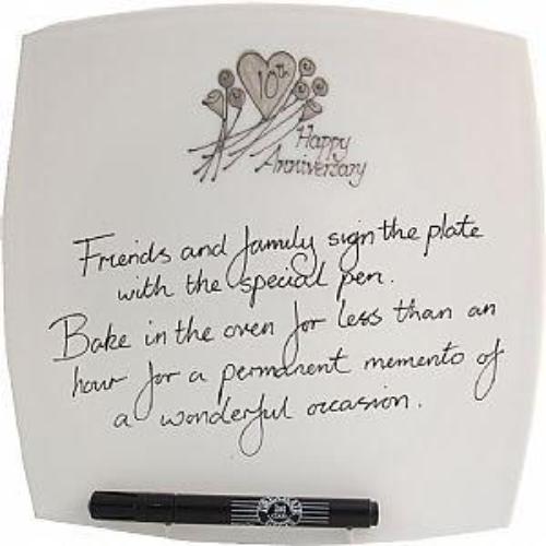 10th Wedding Anniversary Plate Square Flower