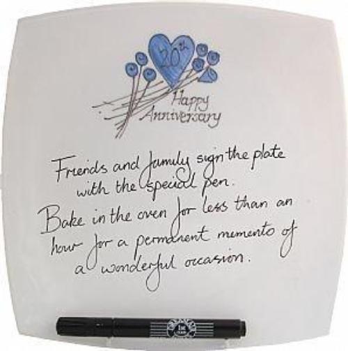 20th Wedding Anniversary Plate Square Flower