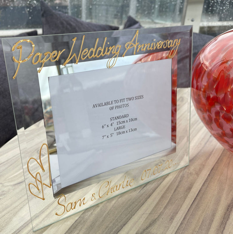 Personalised 1st Paper Wedding Anniversary Photo: Frame Landscape (Milestone) 6"x4" or 7"x5"
