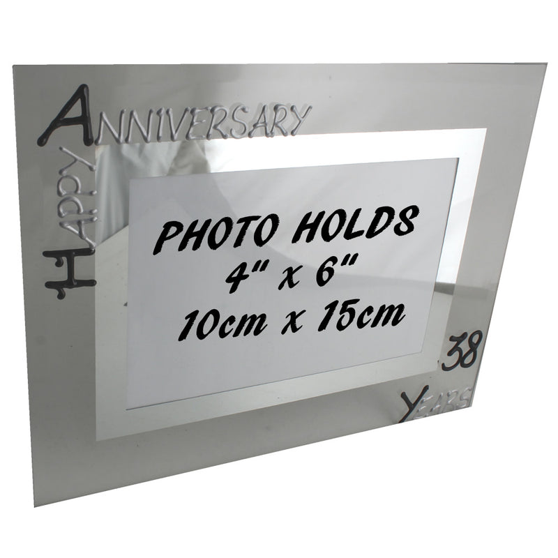38th Wedding Anniversary Gift Photo: Frame Landscape (Blk/Sil)