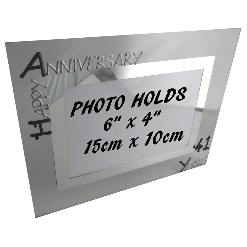 41st Wedding Anniversary Photo Frame Land Blk/Sil