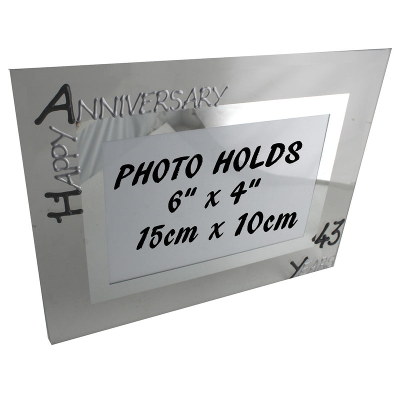 43rd Wedding Anniversary Photo Frame Land Blk/Sil