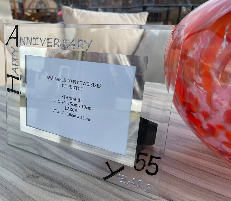 55th Wedding Anniversary Landscape Photo Frame Black/Silver