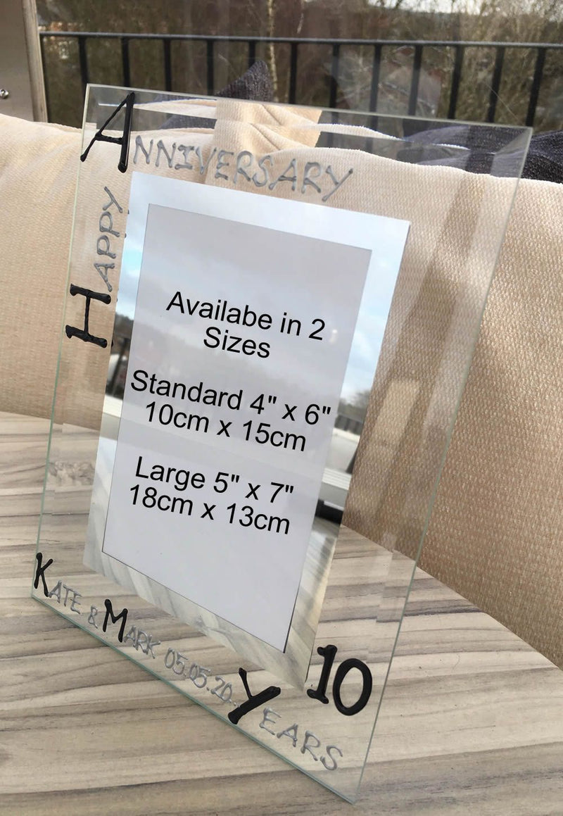 Personalised 10th Anniversary Photo Frame Port Black/Silver