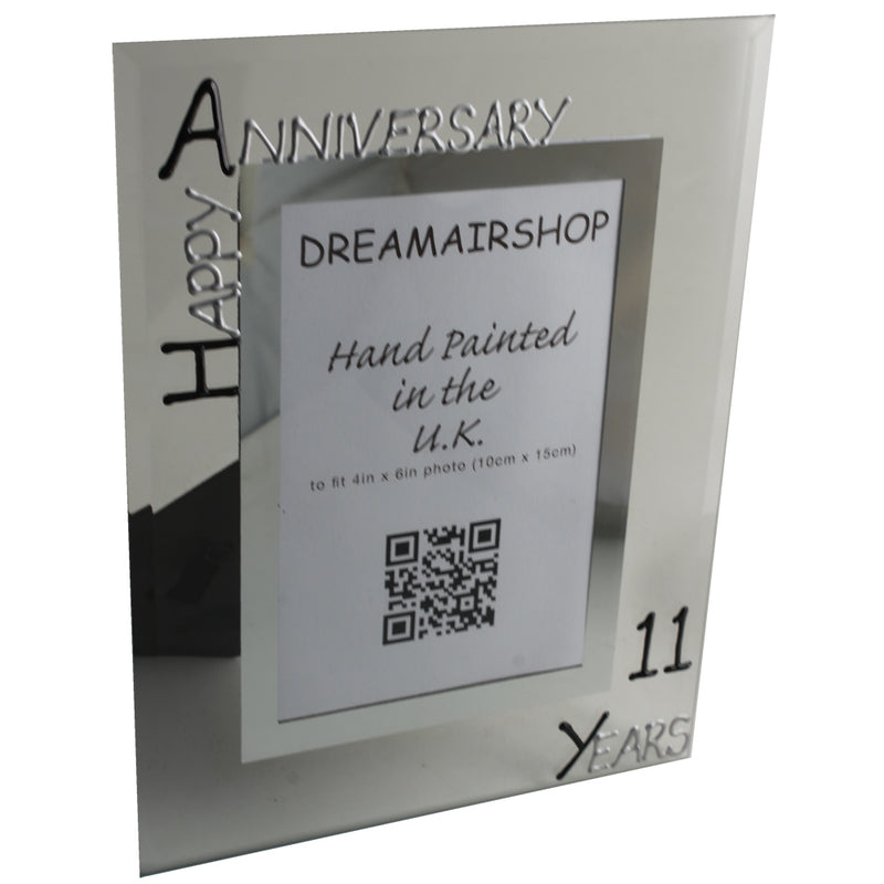 11th Wedding Anniversary Photo Frame Portrait Blk/Sil