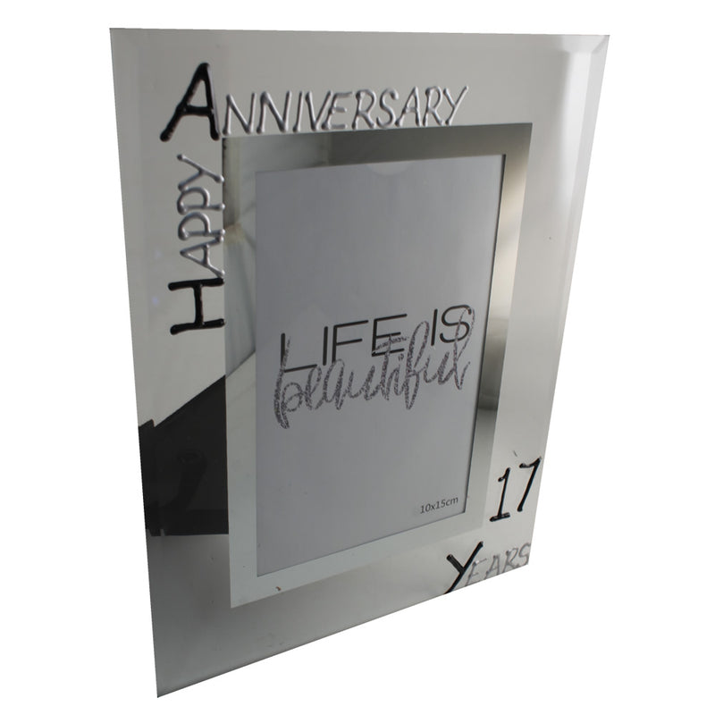 17th Wedding Anniversary Photo Frame Portrait Blk/Sil