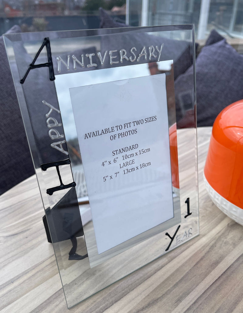 1st Wedding Anniversary Port Photo Frame Black/Silver