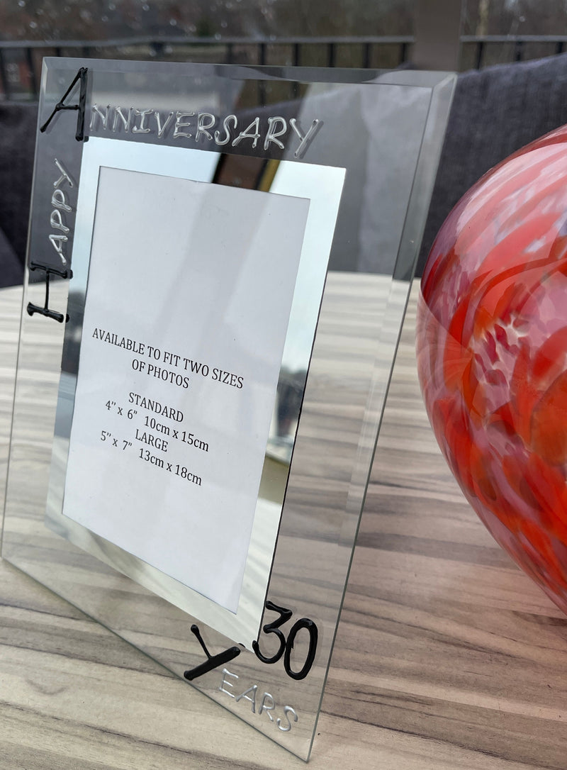 30th Anniversary Portrait Picture Frame 2 Sizes 4"x6" or 5"x7"