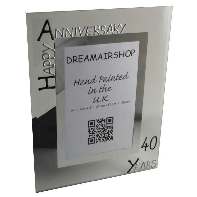40th Wedding Anniversary Photo Frame Portrait Blk/Sil