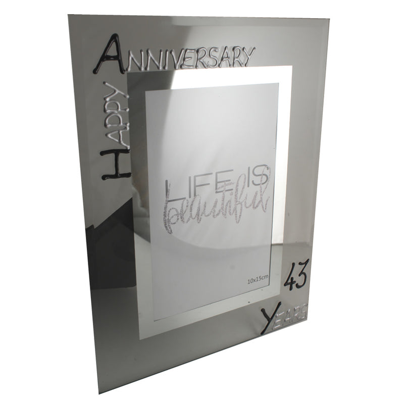 43rd Wedding Anniversary Photo Frame Portrait Blk/Sil