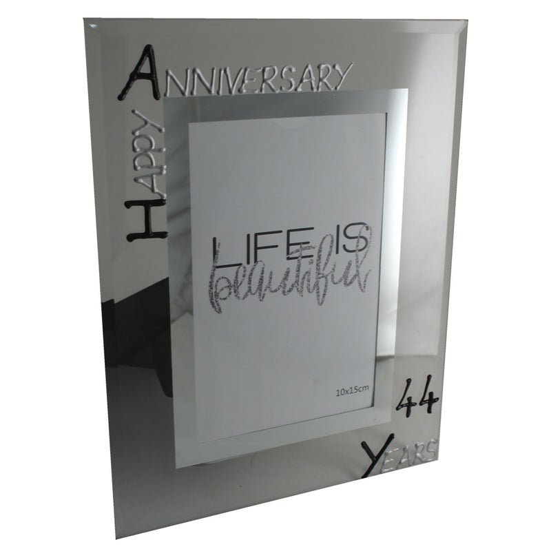 44th Wedding Anniversary Photo Frame Portrait Blk/Sil