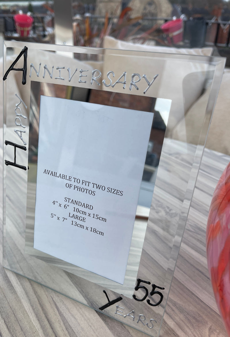 55th Wedding Anniversary Portrait Frame Black/Silver