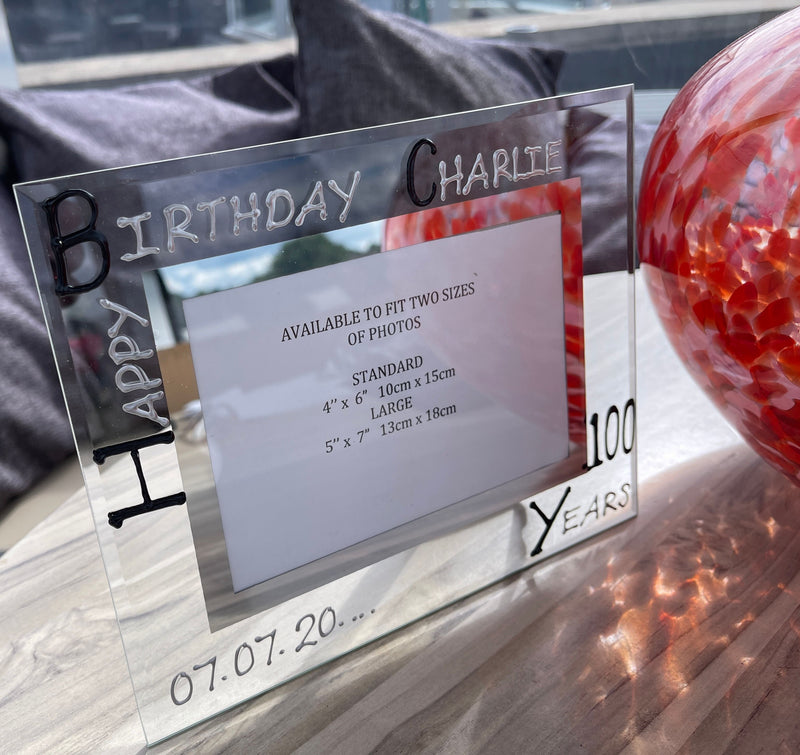 Personalised 100th Birthday Landscape Picture Frame B/S 6"x4" or 7"x5"