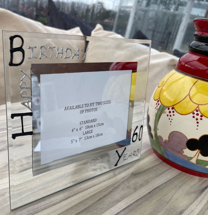 60th Birthday Picture frame comes in two sizes 6"x4" & 7" x 5"