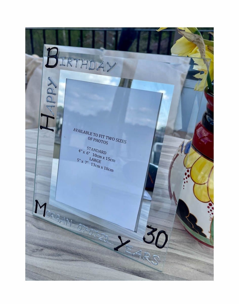 Personalised 30th Birthday Photo Frame: portrait (Blk/Sil)