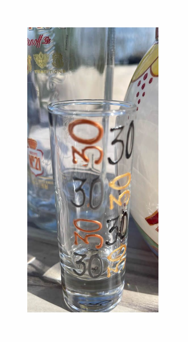 30th Birthday Gift Shot Glass: (brush)