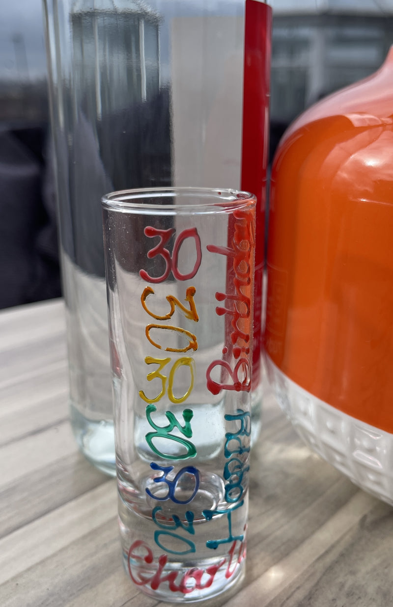Personalised 30th Birthday Tall Drinking Shot Glass Brights