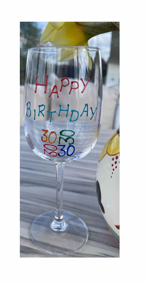 30th Bright's Wine Glass