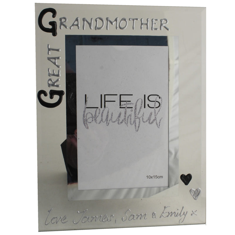 Great Grandmother Gift Photo Frame: Portrait (Blk/Sil)